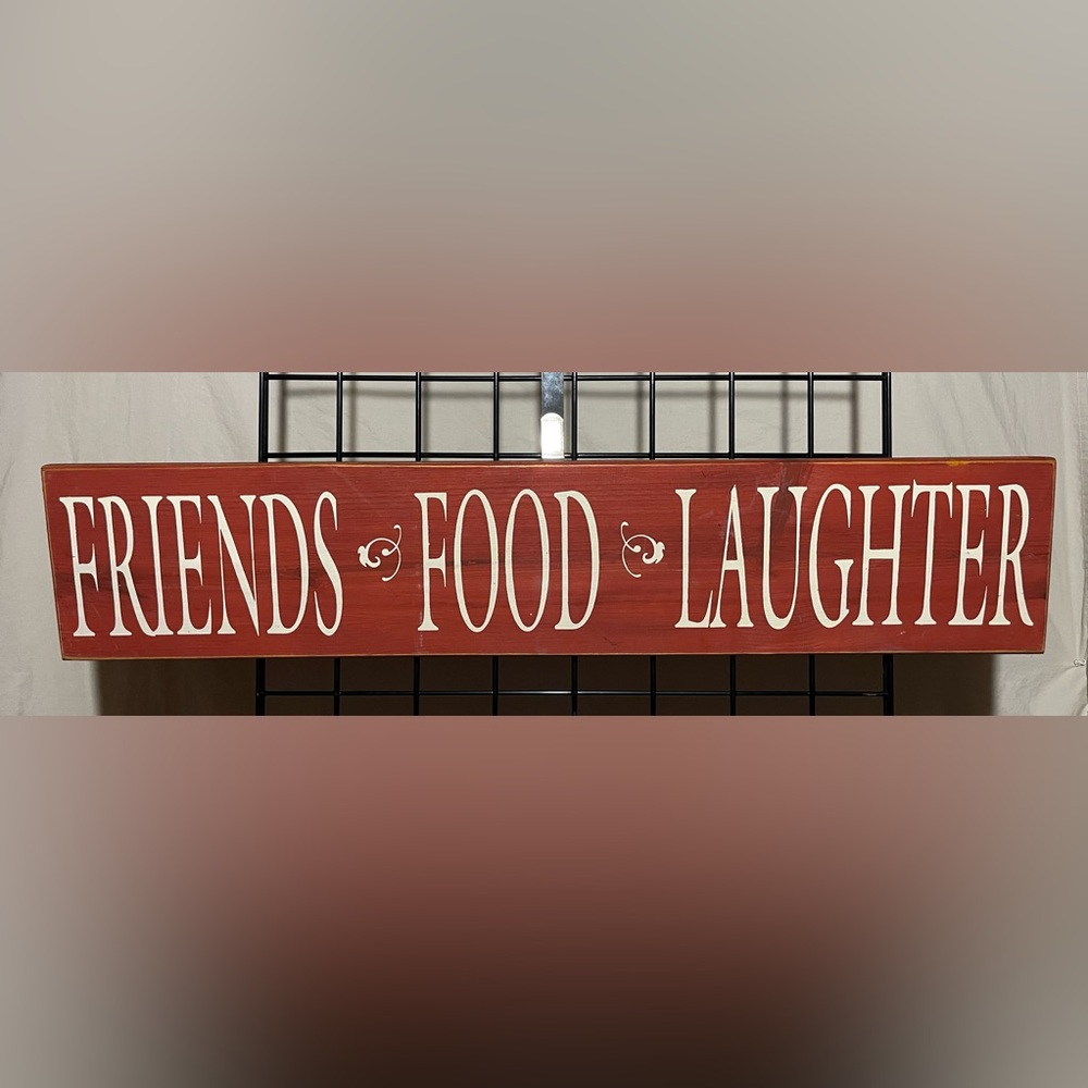 Twelve Timbers Woodworking Farmhouse Style Kitchen Sign “Friends Food Laugh”
